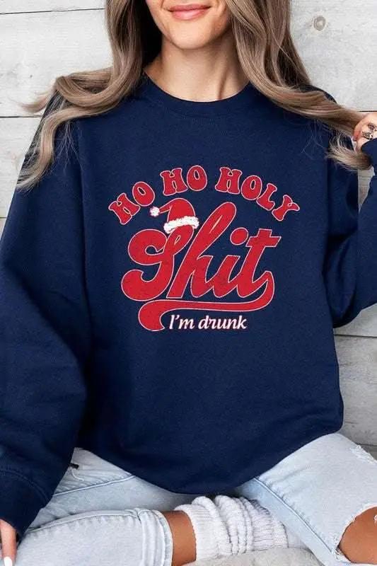 Ho Ho Ho Holy Shit Graphic Fleece Sweatshirts - Love Salve
